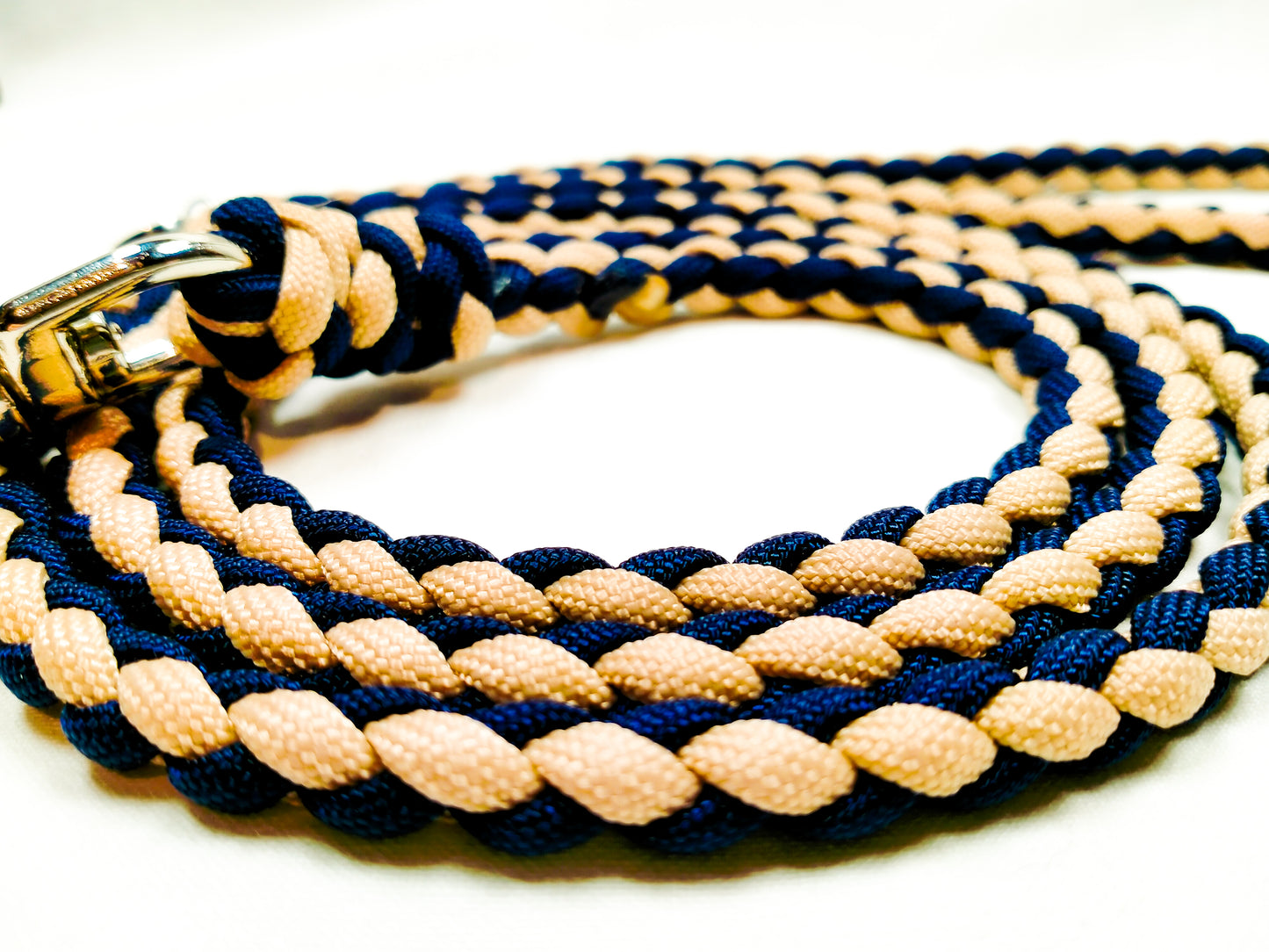 Vorgefertigter Artikel: 4 Strand Round Braid Leine, Tan, Midnight Blue, 1,3 m