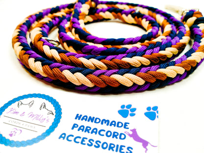 Pre Made: adjustable Herringbone Lead, Tan, Chocolate Brown, Purple, Midnight Blue, 1.35m