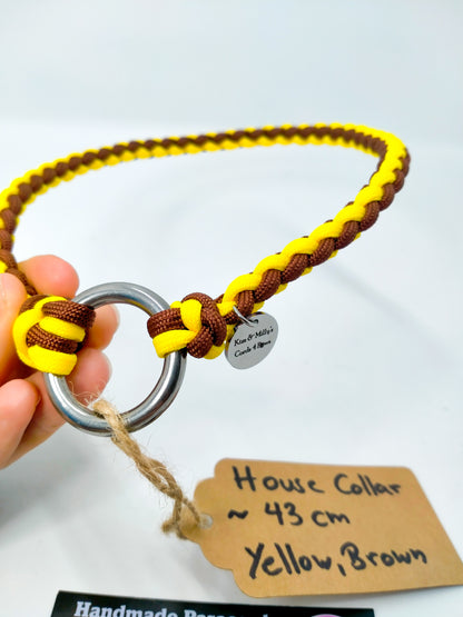 Pre Made: House Collar, Canary Yellow, Chocolate Brown, 43cm